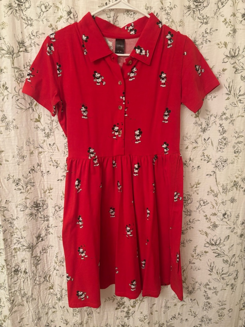 Cakeworthy X Disney Red Mickey Mouse Button-Up Polo Dress Women’s Medium